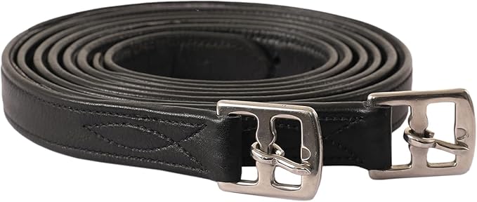 Exion FlexiStrong Stirrup Leathers for English Saddle | Ultra-Soft Cow Calfskin with Nylon Core | 1” Wide Stirrup Leathers for Daily Use | Sizes 48" to 62" | Black, Brown