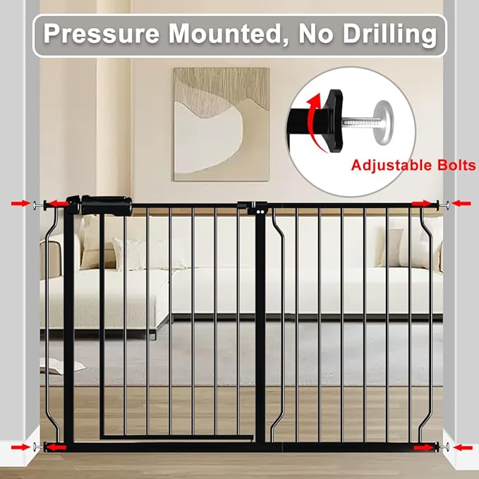 Fairy Baby Extra Wide Baby Gate 81.1-85.8 Inch Wide, Walk Through Pressure Mounted No Drill, Long and Large Tension Dog Gate for Pet and Kids