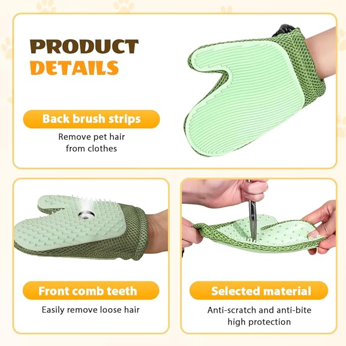All-in-One Grooming Mist Glove for Pets, Cat Grooming Steam Gloves, Double Sided Pet Hair Remover Gloves for Clothes Furniture, Removal Glove Tool For Long Short Curly Dogs Cats Hair (Pink)