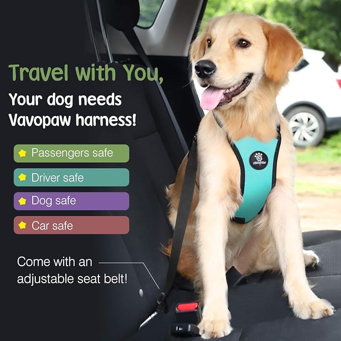 Dog Seat Belt, Safety Vest Dog Car Harness with Adjustable Buckle Dog Seat Belt for Vehicle Nylon Pet Safety Seat Belts Heavy Duty(S, Blue)