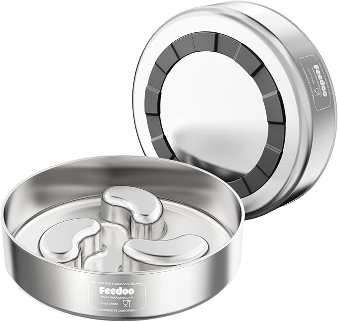 Slow Feeder Dog Bowl, 1Cups Stainless Steel Maze Bowl for Small Breeds, Non-Slip Base, Double Wall Food Grade Metal Dog Dish to Slow Eating