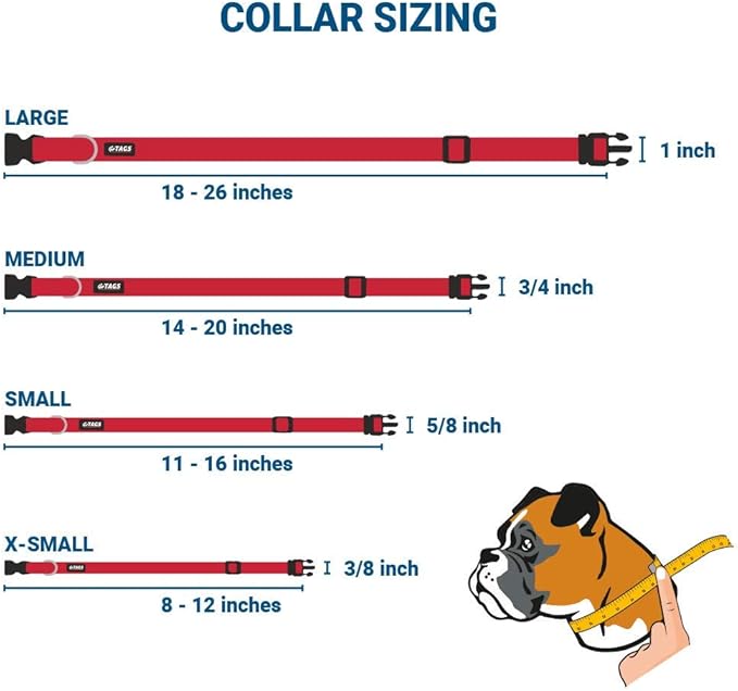 GoTags Personalized Dog Collar with Nameplate, Adjustable Dog Collar with Custom Engraved Slide On Pet ID Tag in Stainless Steel, Silent, No Noise Dog Tag for Large Medium and Small (Red, Small)