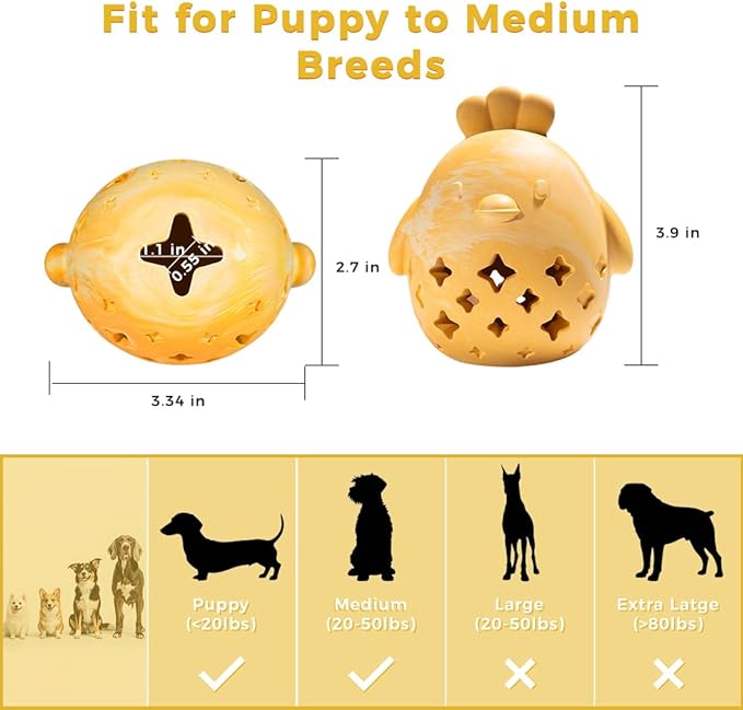 MewaJump Treat Dispenser Dog Toy Puzzle Rubber Chew Toys Treat Food Dispensing Toys for Teeth Cleaning Ball Interactive Enrichment Toys for Puppy, Small, Medium, Large Breeds - Not for Heavy Chewer