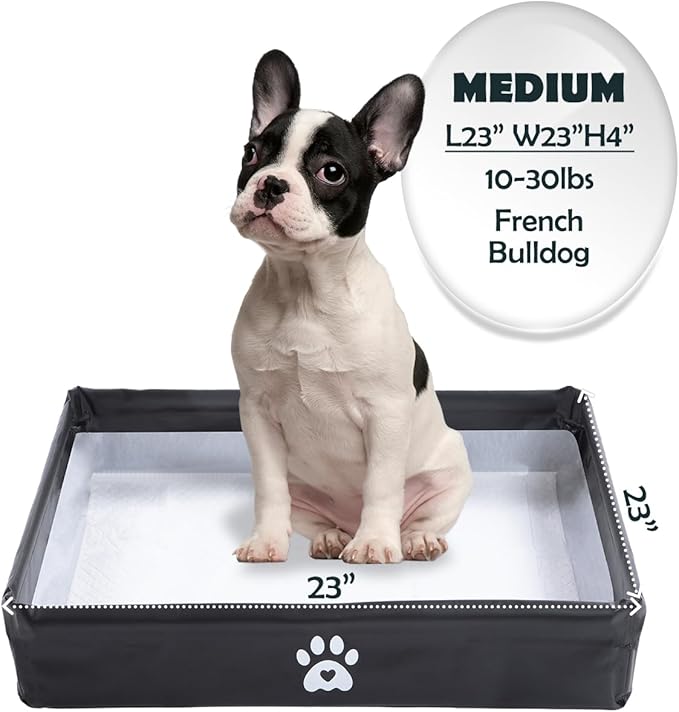 MEEXPAWS Dog Pee Pad Holder Foldable, Puppy Pad Holder Liner Base High Side, Dog Litter Box Indoor for 22’’x22’’ Pee Pads, Training Pad Holder Leak-Proof, Potty Pad Holder for Dogs Easy Clean