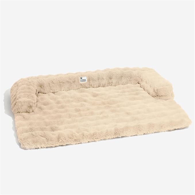 FUNNY FUZZY Pet Fluffy Fuzzy Calming Dog Couch Bed Sofa Protector Washable Pets Mat for Large Medium Small Dogs and Cats (Coffee,37.4 × 33.46 × 6.3 in)