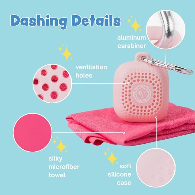 Sweet Paws Portable Dog Paw Towel, Lightweight & Super Absorbent Microfiber, Clips onto Leash, Quick Drying Towel for Dogs Paws with Silicone Case, Dry Dog’s Paws on The Go - Small - 3 Pieces Set
