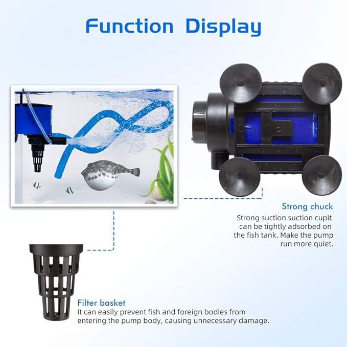 Water Pump 320 GPH Submersible Internal Aquarium Powerhead Water Pump Ultra Quiet for Aquarium,Fish Tank-2 Pack -4 Pack