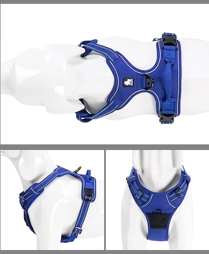 TRUE LOVE Adjustable No-Pull Dog Harness Reflective Pup Vest Harnesses Comfortable Control Brilliant Colors Truelove TLH5651(Royal Blue,M)
