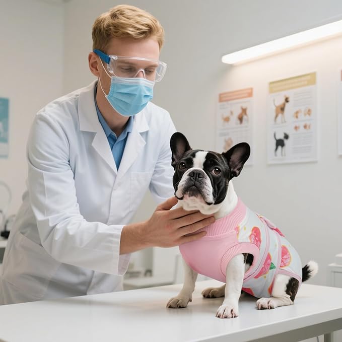 Kuoser Dog Surgery Recovery Suit, Dog Recovery Suit Male Neuter, Soft Female & Male Pet Surgery Wear, Breathable Pet Healing Garment for Post-Procedure Care, Pink XXL