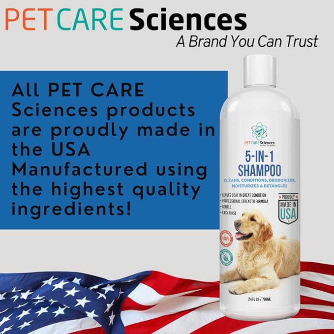 8 floz 5 in 1 Dog Shampoo for Itchy Skin - Sensitive Skin Dog Shampoo for Smelly Dogs - Dog Shampoos & Conditioners - Made in The USA