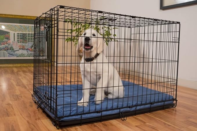 K9 Ballistics Tough Ripstop Orthopedic Dog Crate Bed - Durable Pad with Washable Cover, for Wire Crates, Tie-Downs Included, Size: XX-Large 53"x36", Obsidian Black