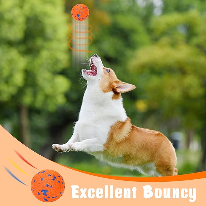 Dog Balls for Aggressive Chewers, Indestructible Bouncy Floating Balls for Training Dog Catch and Fetch, Sturdy Solid Tennis Ball Toys for Large Medium Small Dogs - 2.75in - Orang&White - 2pcs