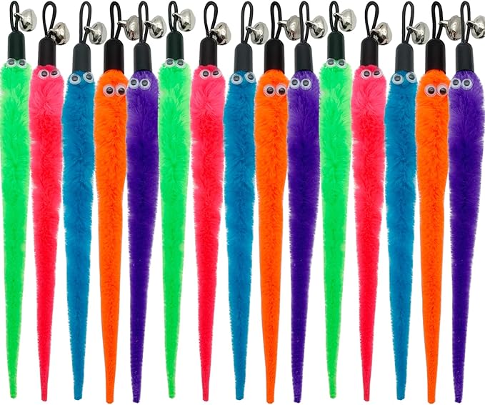Cat Worm Toy Refills, 15 Pieces Cat Wand Attachments Worms Toy for Indoor Cats