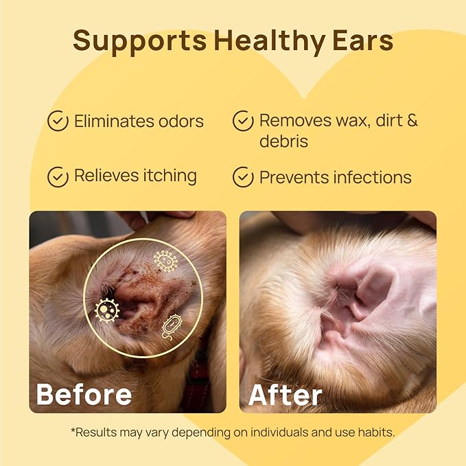 HICC PET Dog Ear Finger Wipes, Ear Cleaner Wipes for Dogs & Cats, Dog Ear Infection Treatment to Relief Itching & Inflammation, Remove Wax, Dirt & Stop Smelly, Non-Irritating, 50ct(Coconut Scent)