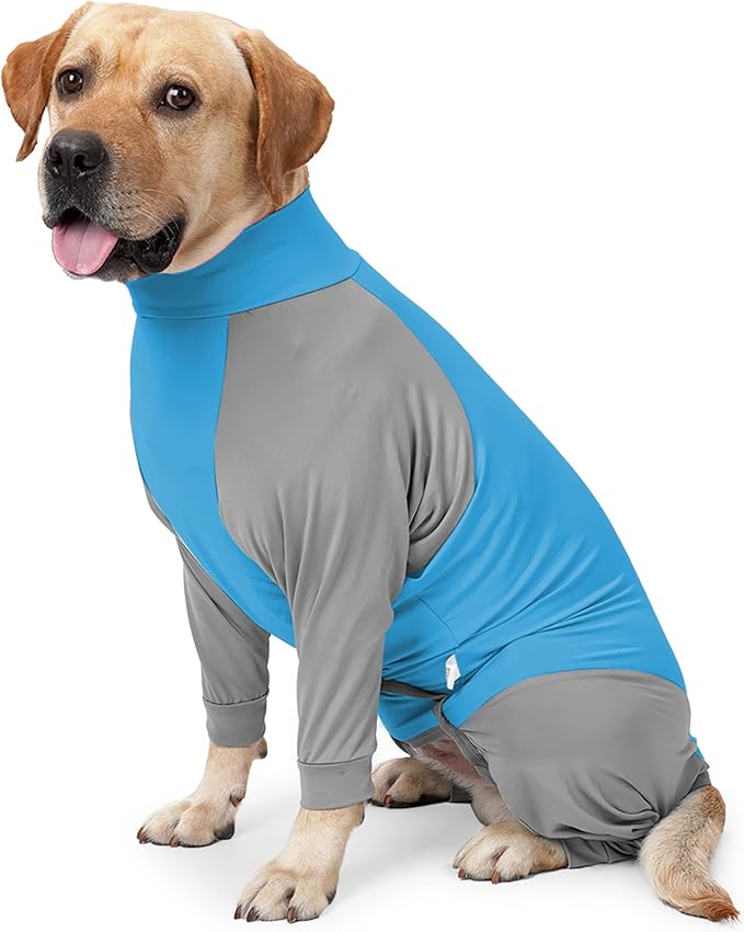 Dog Recovery Suit, Abdominal Wound After Surgery Wear, Prevent Licking Wounds, E-Collar & Cone Alternatives, Long Sleeve Postoperative Shirts Dog Pajamas Prevent Shedding(3XL, Blue)