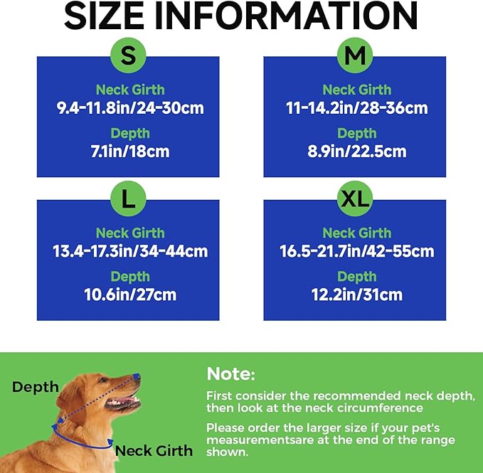 Dog Cone Collar L, Soft Cones for Large Medium Small Dogs,Adjustable Dog Cone Alternative to Stop Licking, Comfy Elizabethan Collar for After Surgery Wound Healing & Hot Spots Blue
