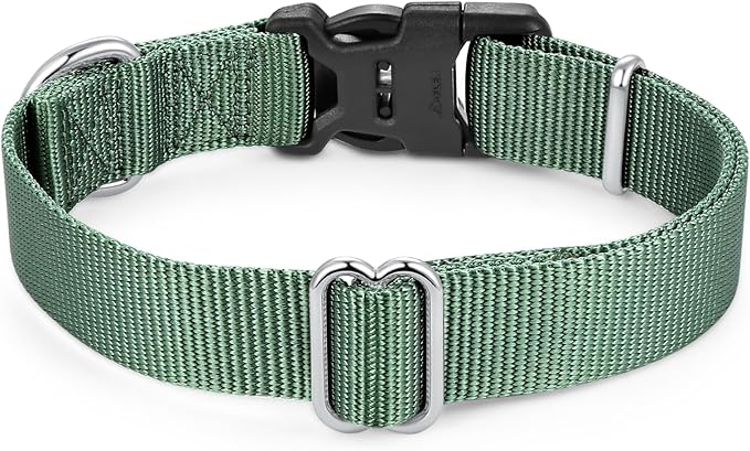 Mikivery Nylon Dog Collar with Quick Release Buckle Soft Adjustable Sturdy for Small Medium Large Dogs Emerald,L