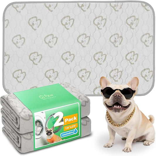 FXW Washable Pee Pads for Dogs, Puppy Pads with Super Absorbent, Specifically Designed for 30inch Cages, 29" × 18" Rectangle, Khaki, 2 Packs