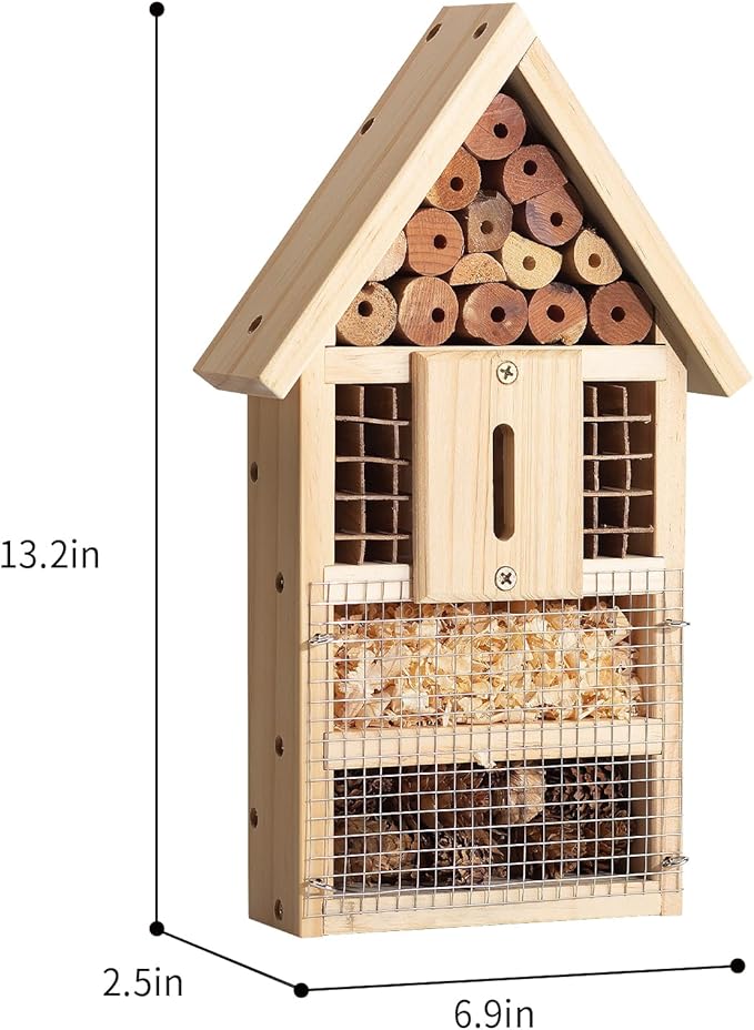 2 PK Large Cedar Wood Insect House Kit for DIY Project Backyard Insect House, Bee House, Nesting Habitat Shelters, Garden Shelter for Bees, Butterflies, Bugs