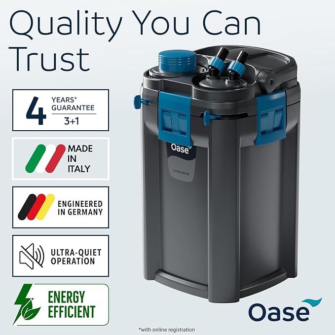 OASE BioMaster 2 600 Canister Filter for Aquariums – External Aquarium Filter with EasyClean Pre-Filter – Quiet Performance – Freshwater & Saltwater, Up to 160 Gallons