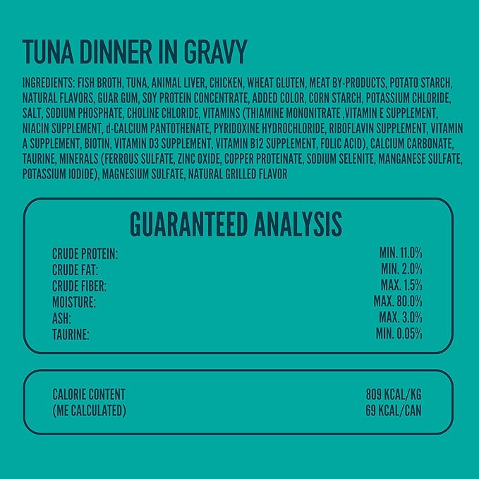 A Strong Heart Canned Wet Cat Food, Tuna Dinner in Gravy - 3 oz Cans (Pack of 24), Made in The USA with Real Tuna