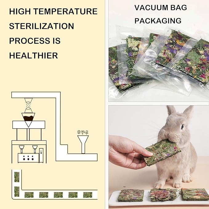 Rabbit Toys 20 Pack Bunny Toy Bunny Chew Toy Guinea Pig Treats Timothy Hay Toys Chips with Herbal Flowers Timothy Hay Grass Hamster Snacks Chinchillas Gerbils for Small Animals Teeth