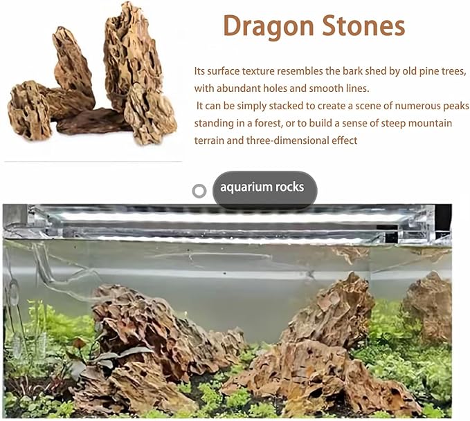 Aquariums Stones Natural Rocks 3Lb Aquarium Rock for Fish Tank Aquascaping,Aquariums,Terrariums,Vivariums,Decorative Stone,Reptile Enclosures,Paludariums,and Gardens-（2-5 Inch）