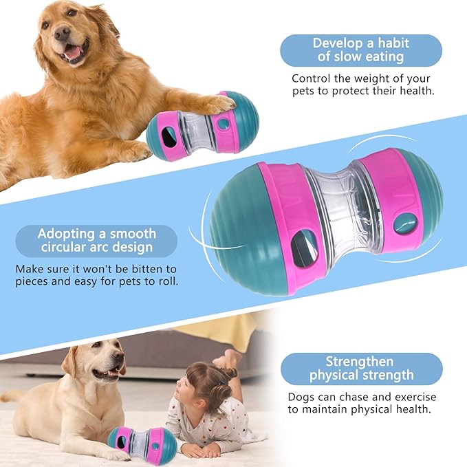 Interactive Dog Toys to Keep Them Busy, Puppy Puzzle Adjustable Food Dispenser Slow Feeder, Enrichment Treat Dispensing Toy Ball for Large/Medium/Small Breed Dogs Pet Gift, Purple