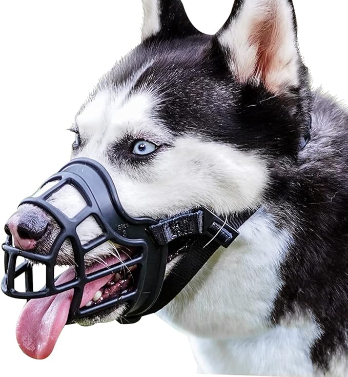 BARKLESS Dog Muzzle, Basket Muzzle Anti Biting Chewing, Sturdy Lightweight Cage Mouth Cover for Small Medium Large Sized Dogs, Allows Panting Drinking, Suitable for Grooming Trimming Training