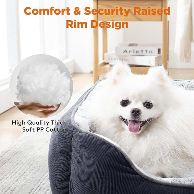 GASUR Small Dog Beds Small Size Dogs, Rectangle Washable Dog Bed, Orthopedic Dogs Sofa Bed, Pet Cuddler Anti-Slip Bottom, Soft Calming Sleeping Warming Puppy Bed (S (20"x 19"x 6"), Black)