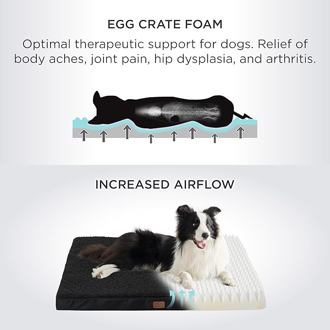 Bedsure XXL Dog Bed for Large Dogs - Orthopedic Flat Giant Pet Beds with Removable Washable Cover, Jumbo Egg Crate Foam Mat, Suitable for Pet Up to 150 lbs
