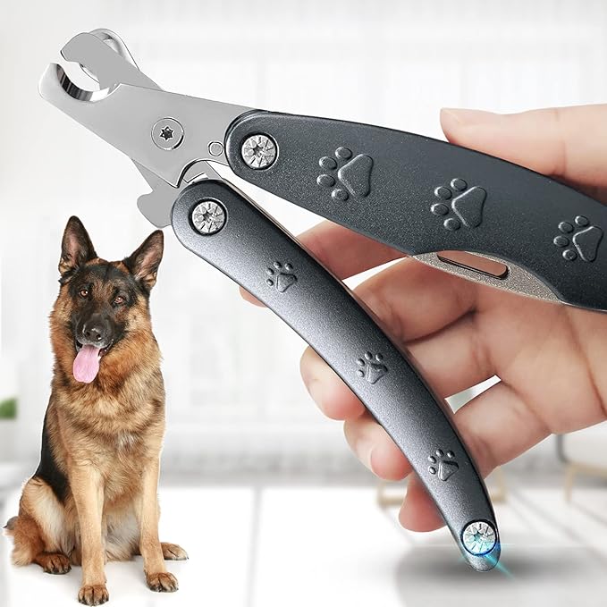Best Dog Nail Trimmers for Anxiety Sensitive Dogs, Quiet Sharpest Smoothest Nail Clippers for Large Dog Medium Small, Professional Stainless Steel with Nail File & Comb, Left-Handed Friendly