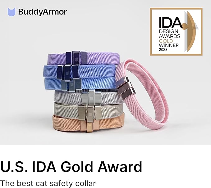 Safety Cat Collar - U.S. IDA Gold Awarding Design, Stretch Elastic Quick Release, Non Breakaway - Light Weight for Kitten, Neck Fit 5.9'-11.8' for All Small Large Cat,S(Monet Purple)