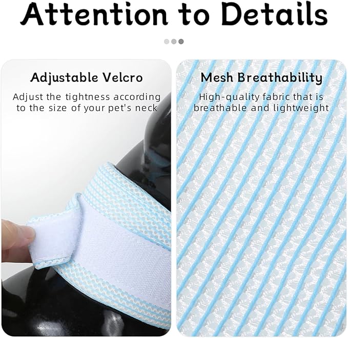 Cat Neck Brace Cover - Breathable & Adjustable Elizabethan Collar for Post-Surgery Recovery Anti-Scratch Anti-Lick Protection, Cervical Cone for Small Medium Large Dogs Puppies Kittens (X-Small,Blue)