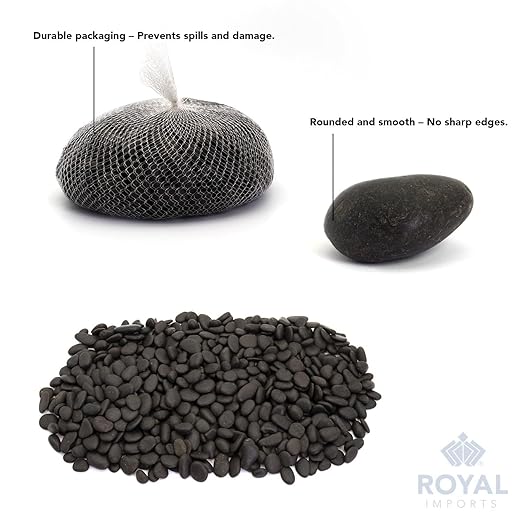 Royal Imports 1LBS River Rocks Decorative Ornamental Pebbles, Garden Landscaping Stones, Gravel Filler for Plants, Vases, Succulents, Home Decor, Aquariums, Crafting, Animal Habitat - Black