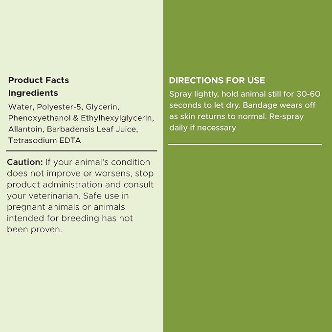 Pet Liquid Bandage for Dogs - 8 oz Spray with Aloe - Wound Care for Dogs Including Cuts, Scrapes, and Stitches - Breathable and Waterproof