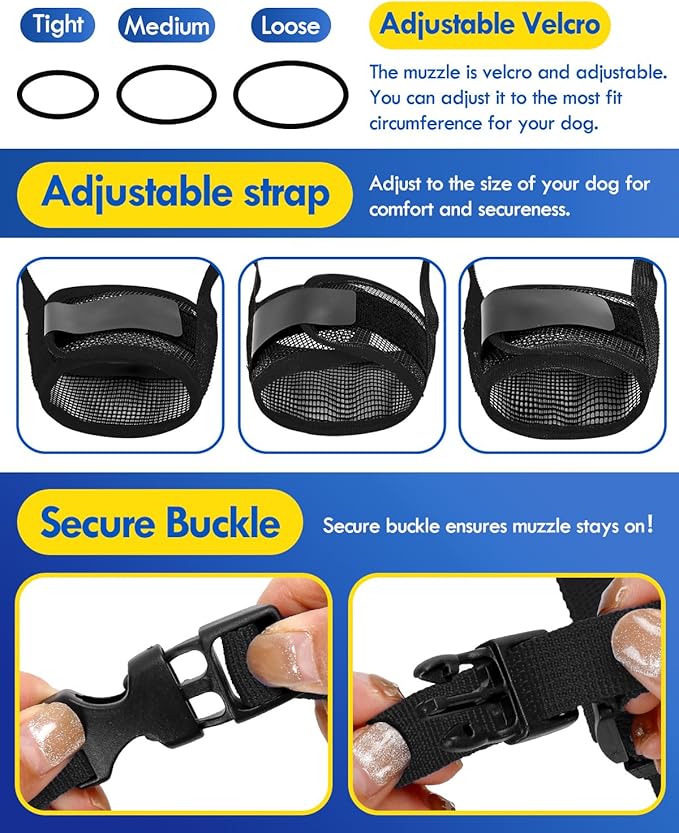 Dog Muzzle, Soft Air Mesh Muzzle for Small Medium Large Dogs Anti Biting Barking Chewing, Breathable Drinkable Adjustable Loop Pets Muzzle for German Shepherd Husky Labrador Retriever (Black,XL)