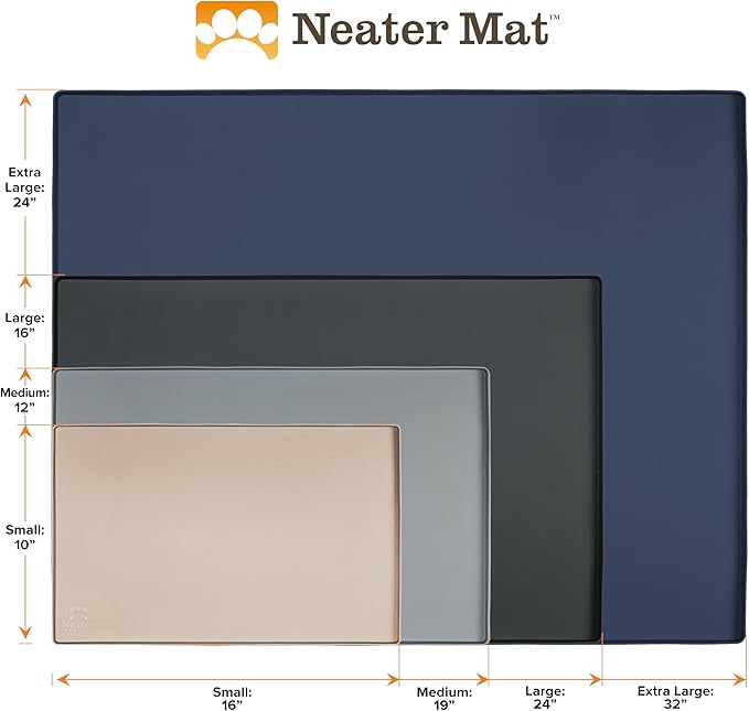 Neater Pet Brands Neater Mat Pet Mats for Food and Water, Cat & Dog Bowl Mat Waterproof Silicone, Feeding Tray, Dog Food Mats for Floors, Placemat w/Raised Edge for Under Bowls, 32" x 24", Light Pink