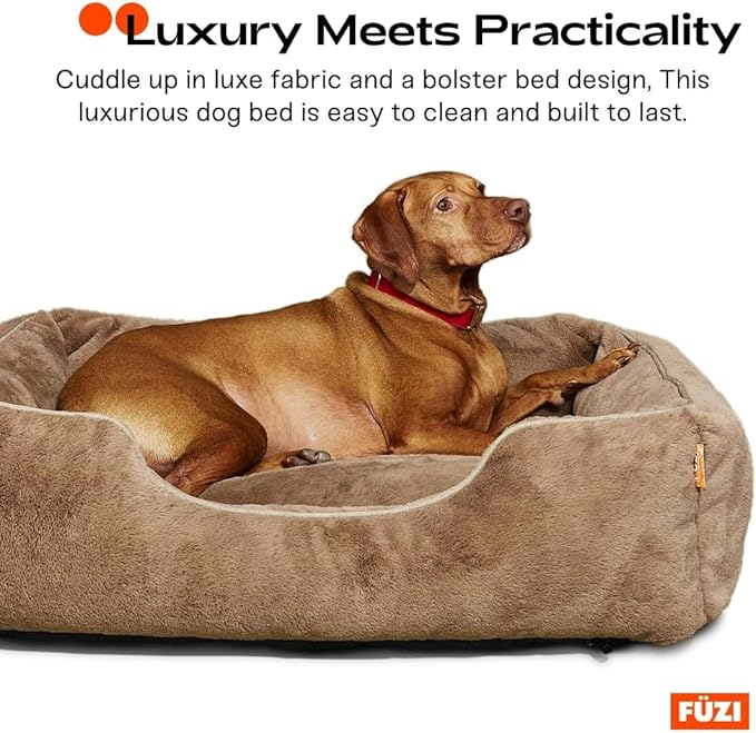 FUZI Luxury Aesthetic Dog Bed for Small Dogs with Washable Cover, Pet Couch, Pet Bed with Sides, Non-Slip Bottom, Soft and Durable Calming Dog Bed, Faux Rabbit Fur, Small 25.1x16.75x9.5 Soft White