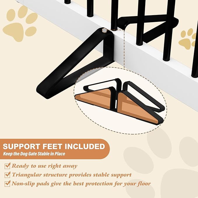Freestanding Pet Gate for Dogs, Foldable Wooden Dog Gate for House, Indoor Dog Gate for Stair, Doorway, Gates for Dogs Indoor, 80 Inch Wide, 4 Panels 24",White