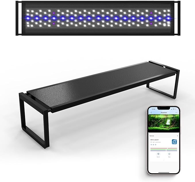 FZONE LED Aquarium Light with APP Control, Full Spectrum for 18-24‘’ Planted Aquariums, Timer Sunrise/Sunset,24W (Light 45)