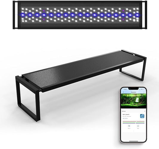FZONE LED Aquarium Light with APP Control, Full Spectrum for 24-31‘’ Planted Aquariums, Timer Sunrise/Sunset, 36W (Light 60)