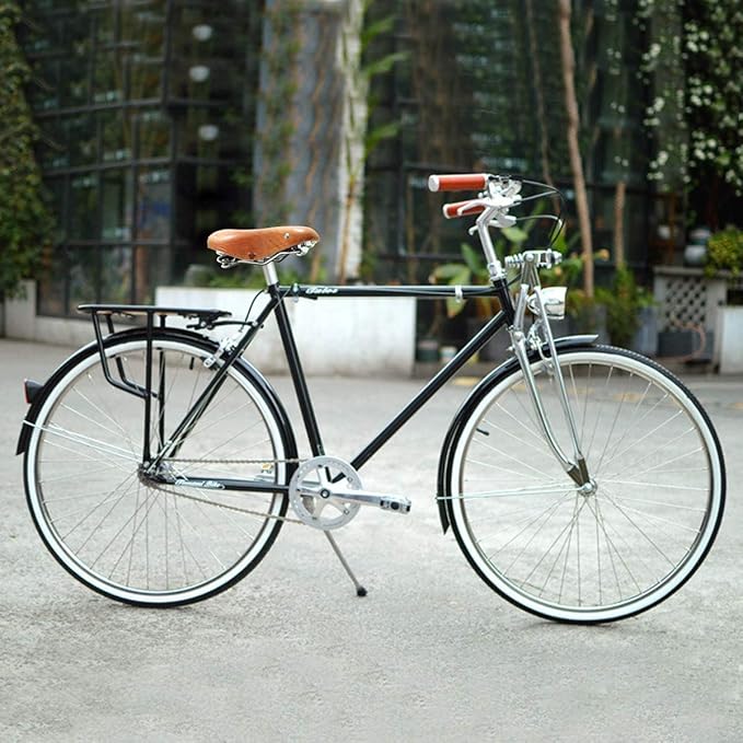 UNISTRENGH English Vintage Bicycle Saddle Touring City Saddle Comfortable Comfort Leather Bicycle Seat with Spring Rivets for Women Men