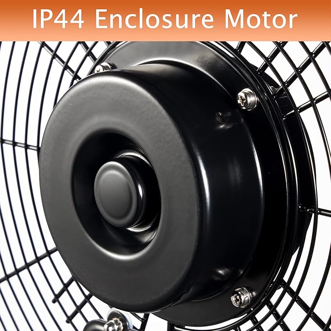 HiCFM 5100 CFM 20 inch Outdoor Wall Mount Fan, 3-Speed High Velocity Weatherproof Wall-mounted Fan with IP44 Sealed Motor and Manual GFCI Plug for Patios, Industrial, Garage and Gazebo - UL Listed