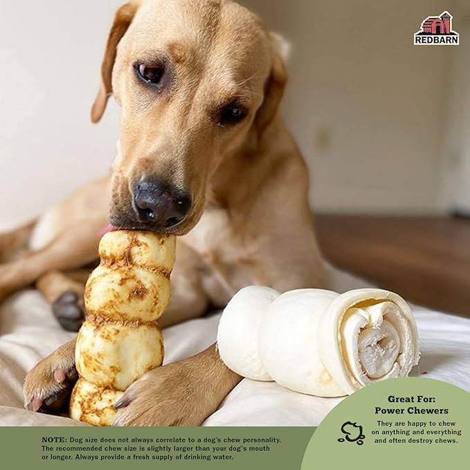 Redbarn Pet Products All-Natural Beef Cheek Rolls for Dogs, Grain-Free Cow Cheeks, Naturally Rich in Collagen, Available in Chicken & Carrot Glaze or Uncoated (Chicken & Carrot, Large (Pack of 12))