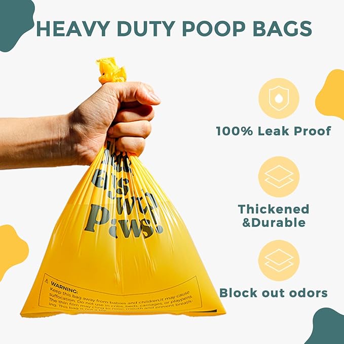 Dog Poop Bags Rolls Biodegradable 100% Leak Proof Thickened Dog Waste Bags -120 Count 8 Rolls - Doggie Poop Bag for Small and Big Dogs(Unscented)