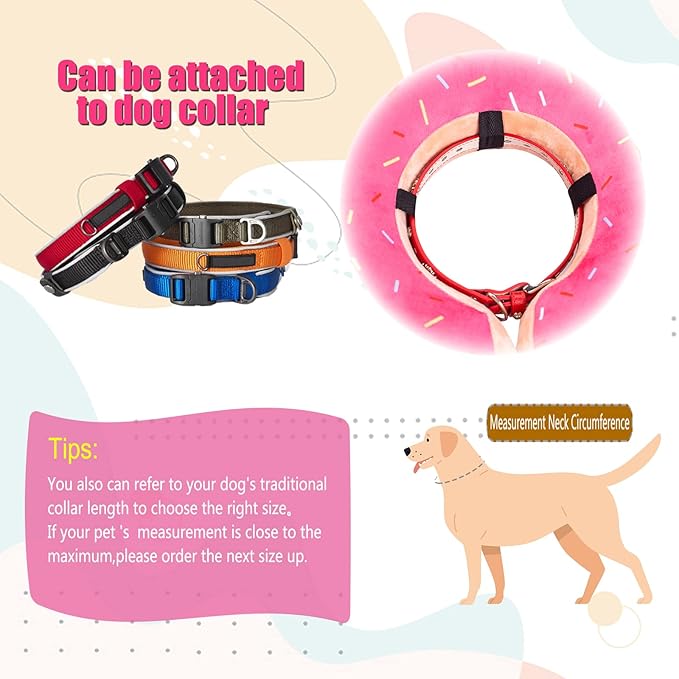 Inflatable Dog Cone Collar with Enhanced Anti-Licking, Soft Neck Donut for Dogs Cats, Recovery Pet Cone Collar After Surgery for Large Medium Small Dogs… (Donut Pink, Large)
