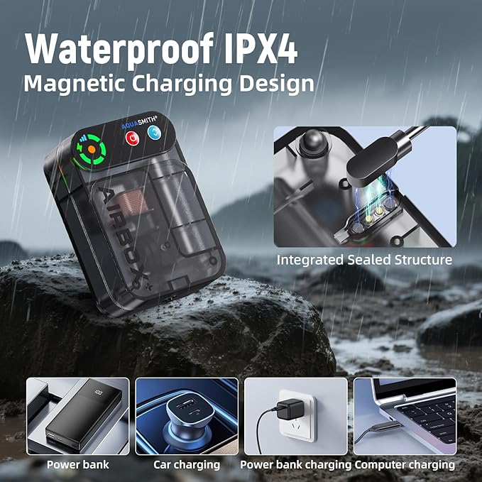 Live Bait Aerator,Ultra-Long Battery Life,Rechargeable Aquarium Air Pump 3w/24GPH(1800mAh Single Hole) IPX4 Magnetic Charging Design,Suitable for Fishing Enthusiasts,with Hose and Stone