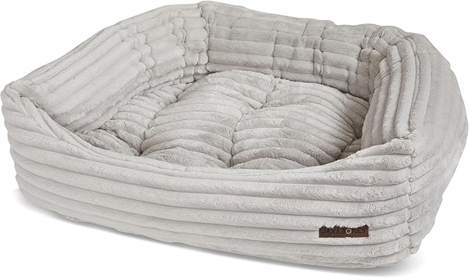 Jax & Bones Dog Napper - Luna Grey Machine Washable Bed for Dogs - Extra Heavy Duty Bolstered Sides - Small Grey Dog Mat | 24 x 21 Inches