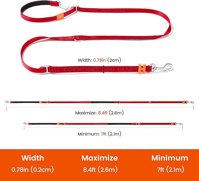 HOWGO 8-in-1 Multifunctional Hands Free Dog Training Leash with Padded Handle, 8.5 FT Nylon Adjustable Length, Lightweight Aviation Aluminum, Crossbody Waist Leash for Puppy Medium Large Dogs (Green)